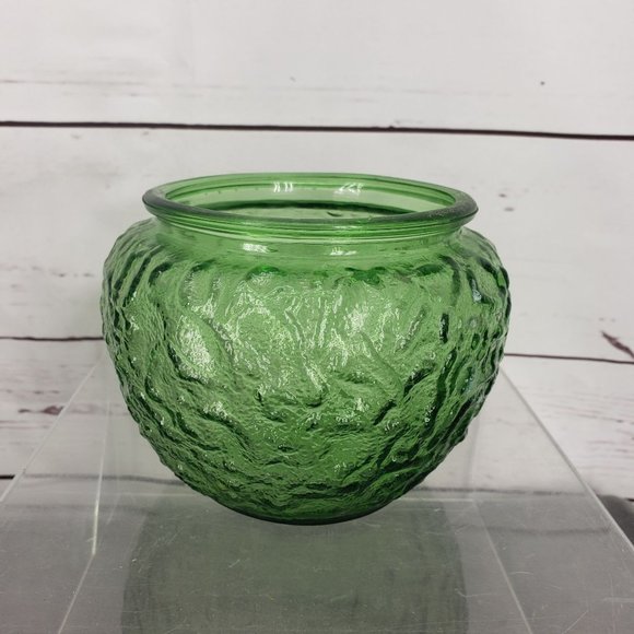 Vintage EO Brody Co Green Textured Round Depression Crinkle Glass Dish Candy Dis - Picture 10 of 10